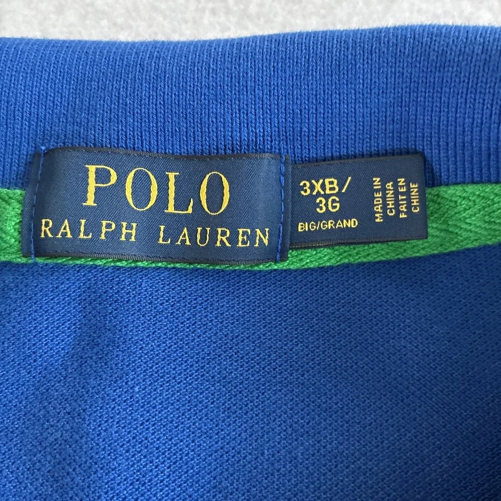 Polo Ralph Lauren Polo Blue Shirt Men's Big 3X 3XB Big Green Pony #3 Preppy